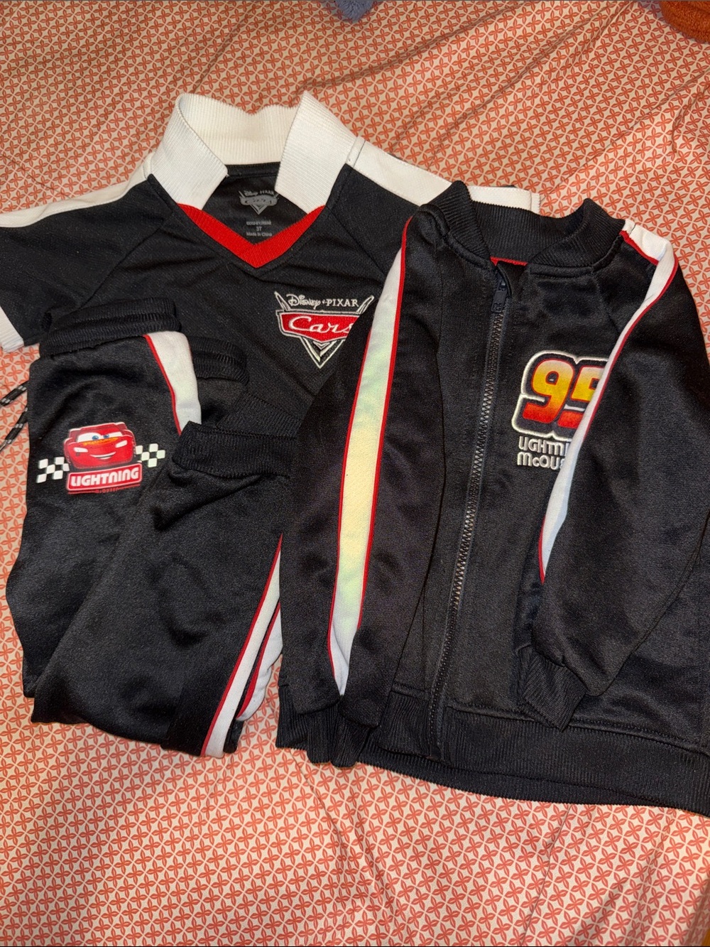 3piece Lightning McQueen Kids Track Jacket & Top & bottoms
